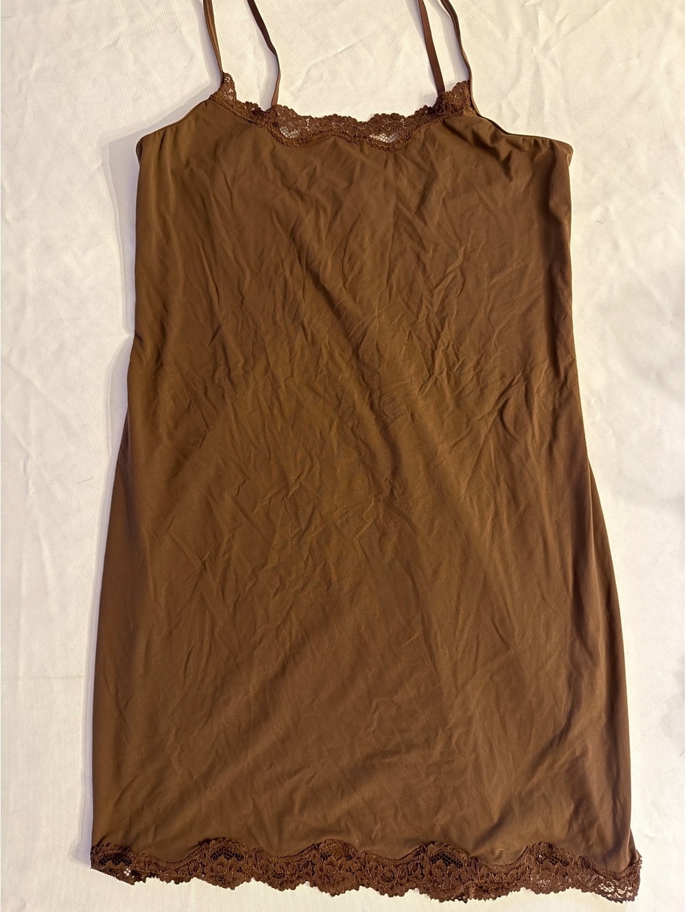 SKIMS Brown Lace Trim Slip Dress Size 2X